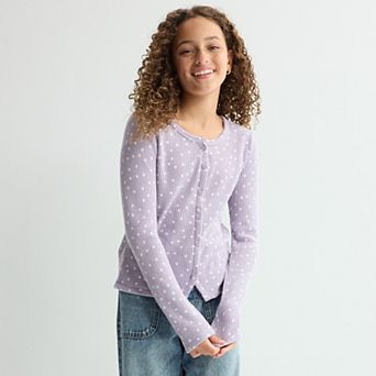 Girls 6-20 SO® Long Sleeve Button Front Top in Regular & Plus Size