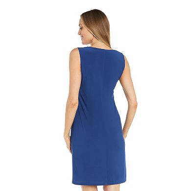 Women's R&M Richards 2-Piece Solid Sheath Dress & Printed Mesh Jacket Set with Necklace