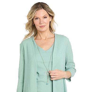 Women's R&M Richards 2-Piece Crinkle Knit Jacket Dress with Necklace