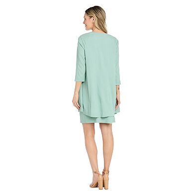 Women's R&M Richards 2-Piece Crinkle Knit Jacket Dress with Necklace
