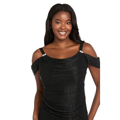 Women's R&M Richards Crinkle Pleated Cowl Neck Maxi Dress