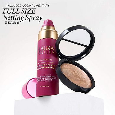 Balance and Brighten Color Correcting Baked Powder Foundation + FlashProof AntiHot Flash Setting Spray Set