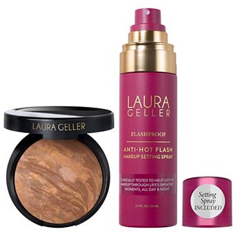 Laura Geller Balance and Brighten Color Correcting Baked Powder Foundation + FlashProof AntiHot Flash Setting Spray Set