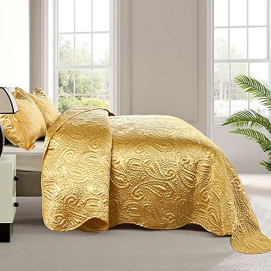 Serenta 3-Piece Quilted Satin Coverlet Set with Shams