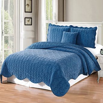 Serenta Diamond Square Bedspread 4 pc Quilt Set