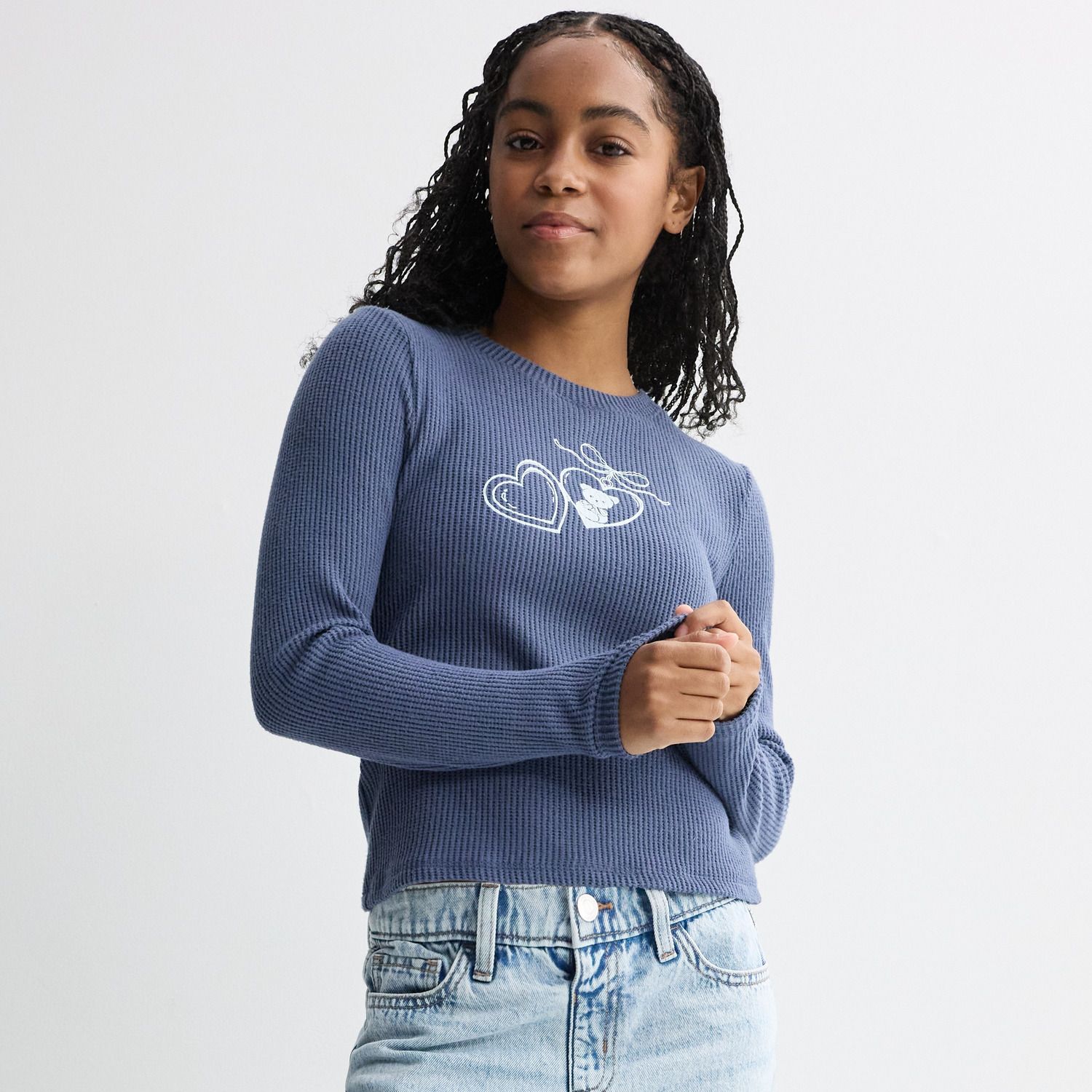 Футболка SO® Long Sleeve Baby Tee для девочек, цвет: Синий