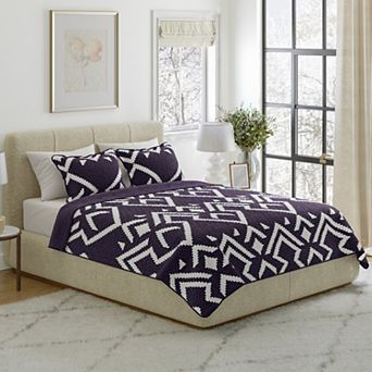 Lavish Home Geometric Quilt Set with Shams