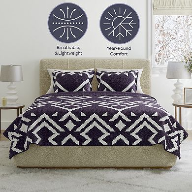 Lavish Home Geometric Quilt Set with Shams