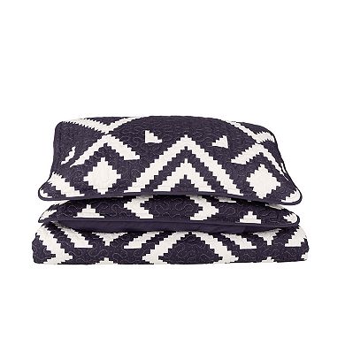 Lavish Home Geometric Quilt Set with Shams