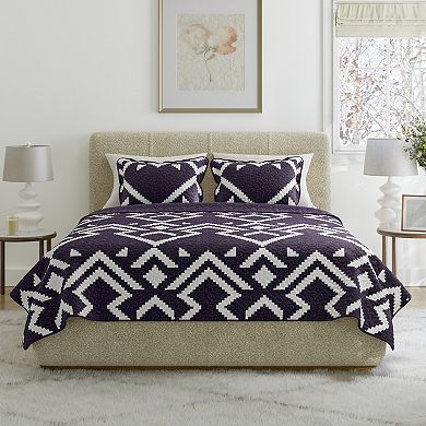 Lavish Home Geometric Quilt Set with Shams