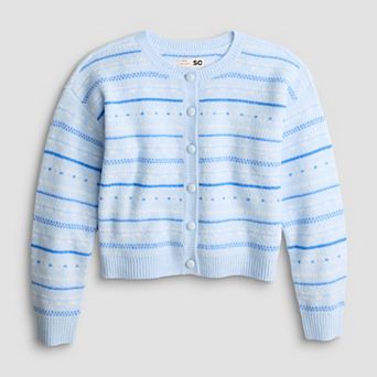 Girls 6-20 SO® Relaxed Crewneck Button-Up Cardigan Sweater in Regular & Plus Size