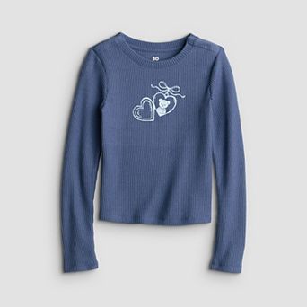 Girls 6-16 SO® Adaptive Long Sleeve Graphic Baby Tee