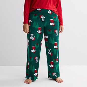 Plus Size Peanuts "Peanuts Christmas Tree" Micro Fleece Pajama Pants