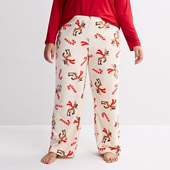 Plus Size Rudolph "Rudolph Candy Canes" Micro Fleece Pajama Pants