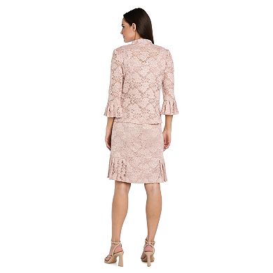 Petite R&M Richards Foil Lace Jacket & Dress 2-Piece Set