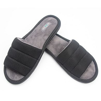 Roxoni Men's Open Toe House Slippers Plush and Comfortable Indoor Shoes