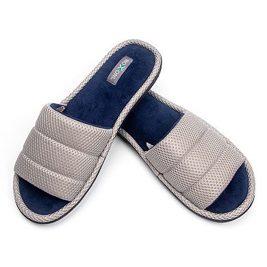 Roxoni Men's Open Toe House Slippers Plush and Comfortable Indoor Shoes