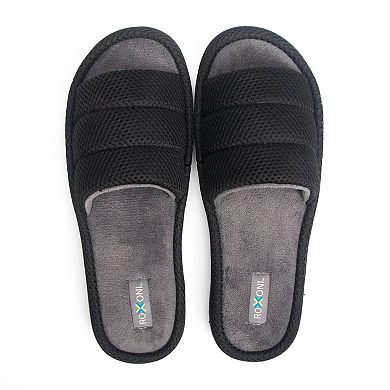 Roxoni Men's Open Toe House Slippers Plush and Comfortable Indoor Shoes