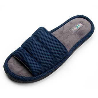 Roxoni Men's Open Toe House Slippers Plush and Comfortable Indoor Shoes