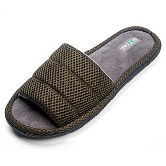 Roxoni Men's Open Toe House Slippers Plush and Comfortable Indoor Shoes