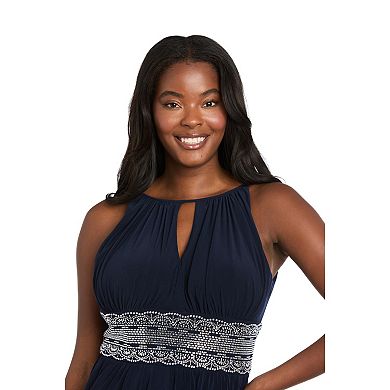 Petite R&M Richards Beaded Empire-Waist Halter Maxi Dress