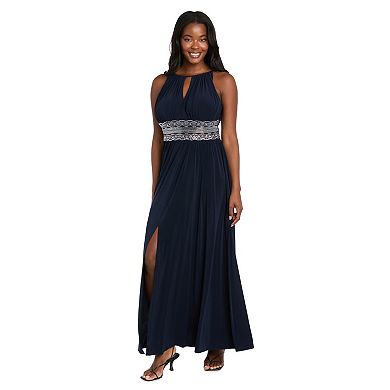 Petite R&M Richards Beaded Empire-Waist Halter Maxi Dress