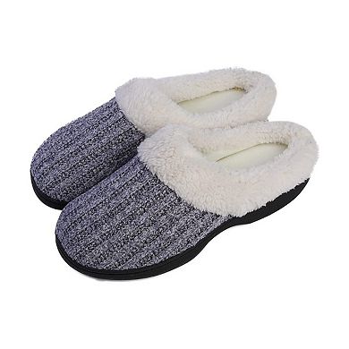 Roxoni Women’s Knit Fleece-Lined Cozy Clog House Slippers
