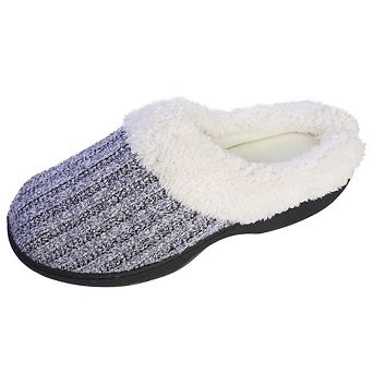 Roxoni Women’s Knit Fleece-Lined Cozy Clog House Slippers