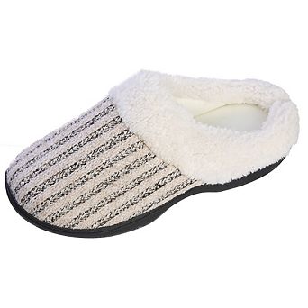 Roxoni Women’s Knit Fleece-Lined Cozy Clog House Slippers