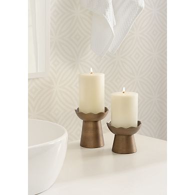 Alessia Metal Pillar Candle Holder Set