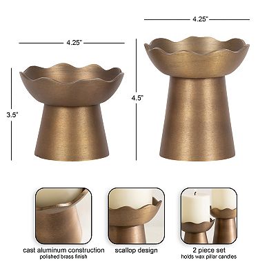 Alessia Metal Pillar Candle Holder Set