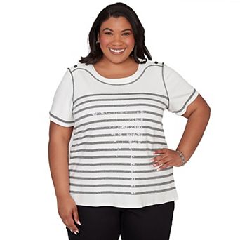 Plus Size Alfred Dunner Sequin Stripes Top