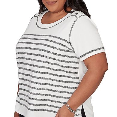Plus Size Alfred Dunner Sequin Stripes Top