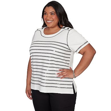Plus Size Alfred Dunner Sequin Stripes Top