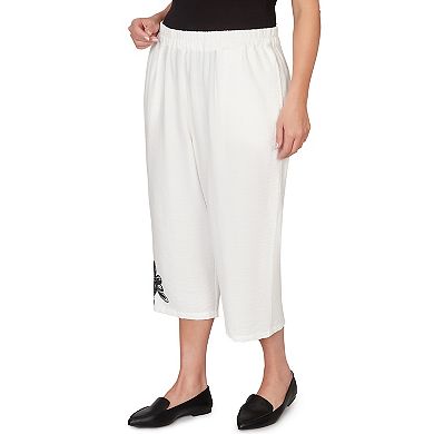 Plus Size Alfred Dunner Floral Embroidered Relaxed Capri Pants