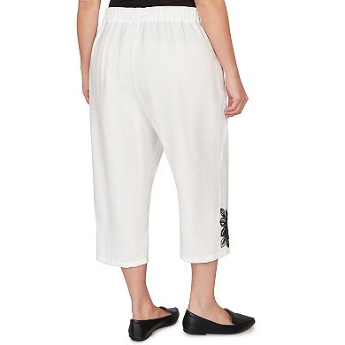 Plus Size Alfred Dunner Floral Embroidered Relaxed Capri Pants