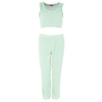 Love to Sleep Ladies Pointelle Crop Tank Pajama Set