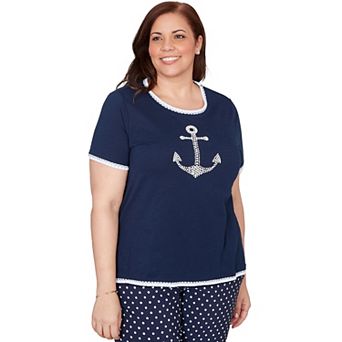 Plus Size Alfred Dunner Simulated Pearl Anchor Top