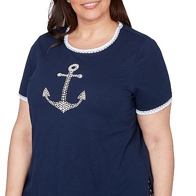Plus Size Alfred Dunner Simulated Pearl Anchor Top