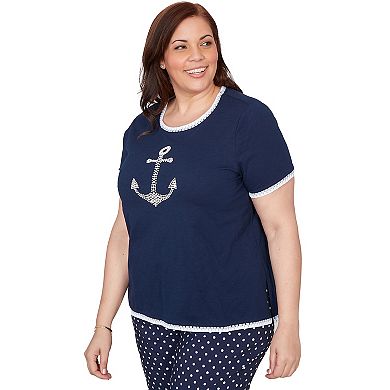 Plus Size Alfred Dunner Simulated Pearl Anchor Top