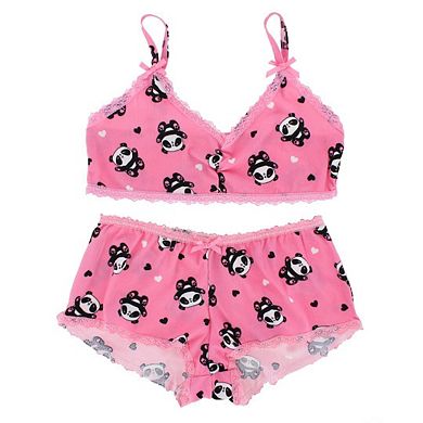 Love to Sleep Women's Panda Print Robe Lounge Set