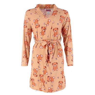 Love to Sleep Women's Teddybear Robe Lounge Set