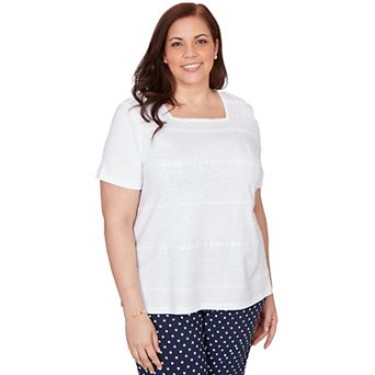 Plus Size Alfred Dunner Layered Dot Square Neck Top