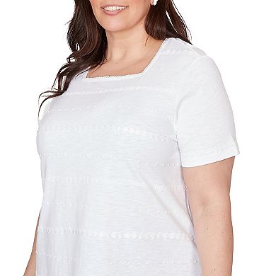 Plus Size Alfred Dunner Layered Dot Square Neck Top