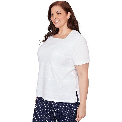 Plus Size Alfred Dunner Layered Dot Square Neck Top