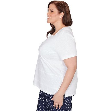 Plus Size Alfred Dunner Layered Dot Square Neck Top