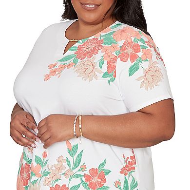 Plus Size Alfred Dunner Floral Scallop Border Top