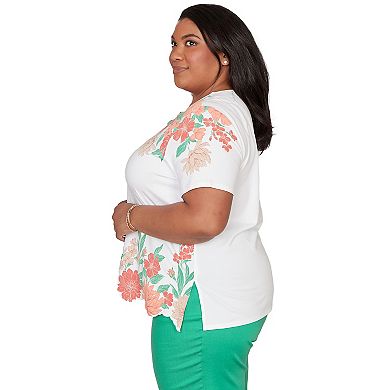 Plus Size Alfred Dunner Floral Scallop Border Top
