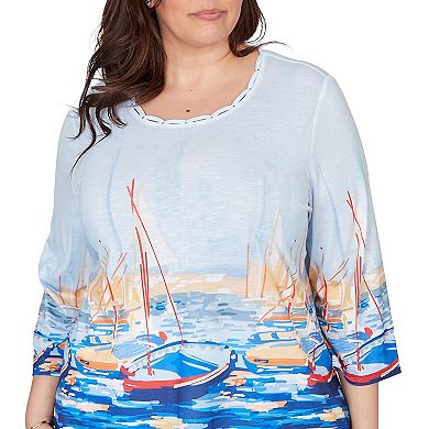 Plus Size Alfred Dunner Harbor Scene Printed Top
