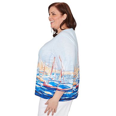 Plus Size Alfred Dunner Harbor Scene Printed Top